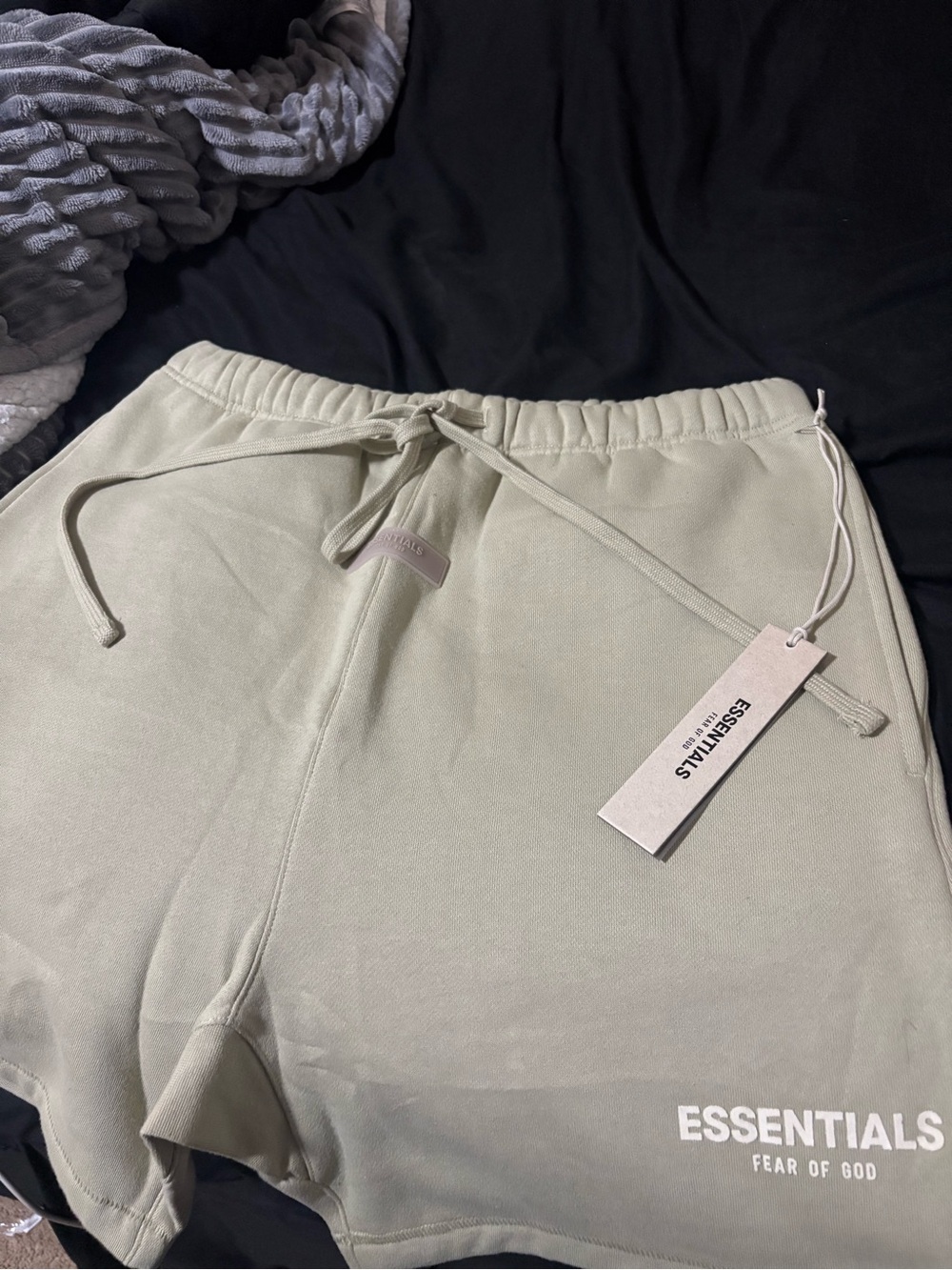 ESSENTIALS by Fear of God Light Sage Hoodie with Pink Logo Patch